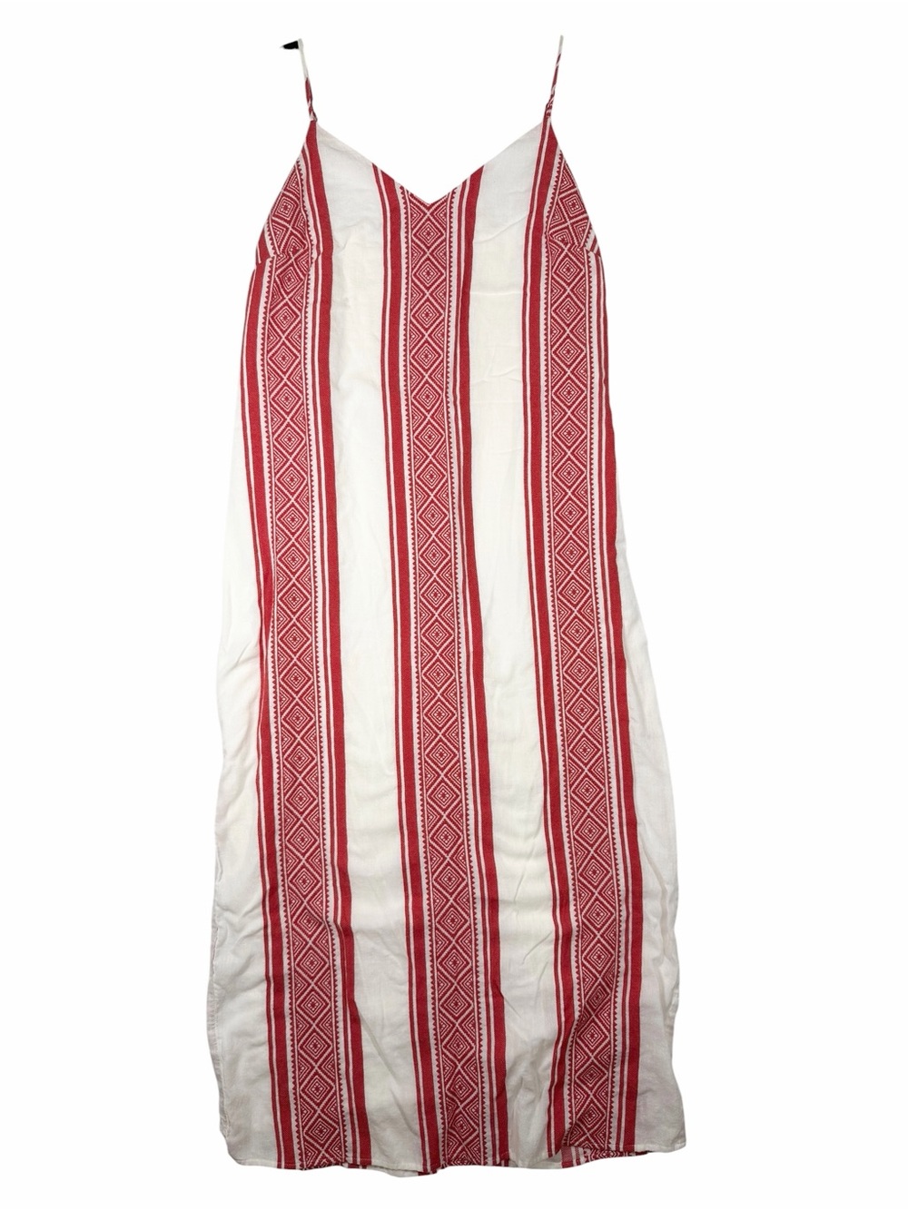 Vince Camuto Red and White Striped Spaghetti Strap Maxi 100% cotton split hem M